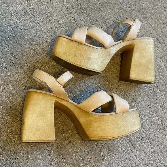 Sam Edelman $150 Platform Sandals *LIKE NEW* Leather Straps - Picture 3 of 6